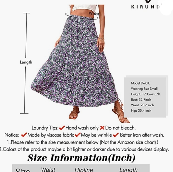NWT KIRUNDO Summer High Waist Boho Floral Print Pleated Maxi Skir - Picture 3 of 9